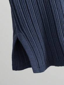 GIGOGOU 女士无袖棉质针织背心，配腰带，春夏休闲T恤 - 藍色 - 查看 11