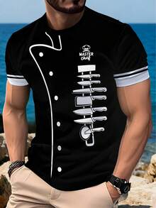 男士字母刀印花休闲百搭短袖T恤 - 彩色 - 查看 4