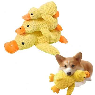 1个毛绒发声鸭狗玩具，耐啃咬磨牙玩具，适合小型/中型犬，宠物用品