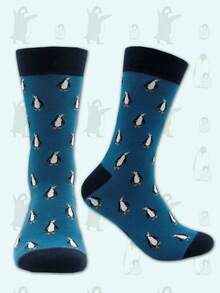 1双/6双装男士动物图案中筒袜，动物纹样袜子，适合日常穿着 - 彩色 - 查看 6