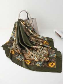 1pc Women's Paisley & Cashew Pattern Woven Printed Scarf, Fashion Headscarf, Suitable For Travel, Evening Party - Multicolor - View 4