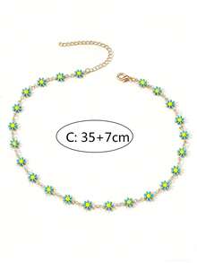 1pc Daisy Choker Necklace, Colorful Flower Necklace, Cute Summer Jewelry, Fashion Necklace, Boho Floral Necklace, Cute Gift For Her, Party Necklace, Daily Wear Accessory - Multicolor 2 - View 6