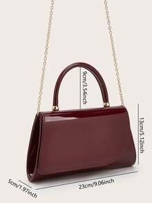 时尚纯色镜面手提包，优雅商务包，适合派对女孩、大学生、新娘。可搭配派对礼服、婚纱、正式礼服、紧身连衣裙。是婚礼、聚会、宴会、派对、舞会的理想之选。女士最佳礼物。 - 酒紅色 - 查看 8