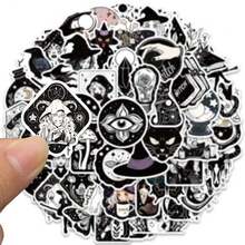 52pcs Trending Black & White Witch Doodle Stickers, Suitable For Luggage, Skateboard, Phone, Bicycle, DIY Decoration Scrapbook Supplies Stationery Funny Stickers Kindle - Color - View 2