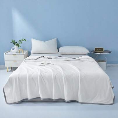 1 Pc Summer Cooling Comforter For Hot Sleepers, Lightweight Ice Silk Quilt, Breathable Thin Blanket For Night Sweats, Machine Washable Air Conditioning Duvet, Portable Travel Bedding