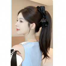 蝴蝶结发爪夹，蓬松卷曲马尾假发片，优雅发饰夏季沙滩发夹 - 彩色 - 查看 9