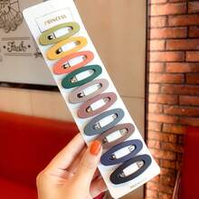 10/30pcs Set Minimalist Style Snap Clip Casual Hair Clips, Student Hair Accessories - Multicolor - View 10