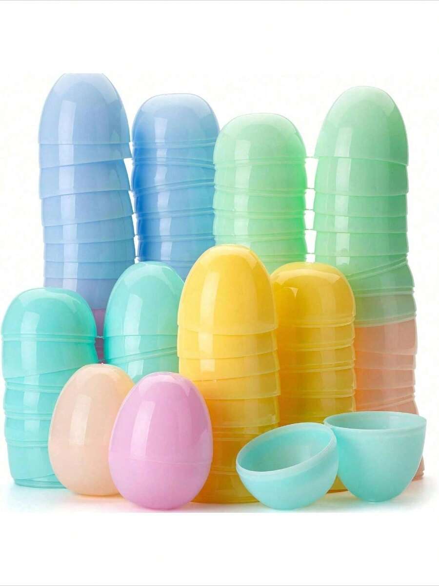 24pcs Plastic Easter Eggs | Soft Pastel Colors, Reusable & Shatterproof | Designed For Easter Egg Hunts, Crafts And Party Decor | Essential For Easter Decoration - Multicolor - View 1