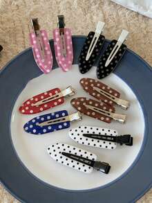 2pcs Polka Dot Hair Clips, Versatile Girly Bangs Clips, Side Hairpins, Sweet Elegant Hair Accessories - Multicolor - View 10