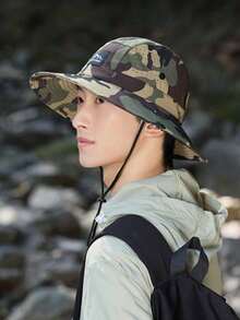 1pc Unisex Spring/Summer Camo Bucket Hat, Breathable Mesh Splice Design, Suitable For Outing, Hiking, Fishing, Casual Wear - A - View 9
