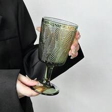 2件套独特叶形高脚杯，玻璃杯，完美叶形镶嵌，独一无二的设计，可用洗碗机清洗 - 綠色 - 查看 6