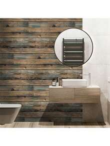 1 Roll Vintage Wood Grain Self-Adhesive Wallpaper, Random Texture, Easy To Remove PVC Contact Paper For Bedroom, Living Room, Bathroom, Backsplash, Furniture Renovation, DIY Wall Decor, 17.7inX39.3/118.1/196.8in - Brown Wood Planks - View 9