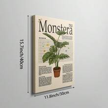 1幅复古龟背竹植物墙画，复古科学插画植物养护指南帆布印刷画|大型热带绿植百科全书装饰画，适用于卧室、客厅或办公室家居装饰，中世纪现代农舍风格海报，送给爱植物人士的精美礼物，可选择无框或有框 - 圖案 - 查看 13