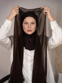 1pc Instant Chiffon Hijab Set With Undercap, Soft & Breathable Chiffon Fabric, Suitable For Daily Wear, Festivals, Prayers, Pilgrimages - Multicolor - View 8