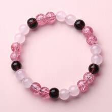 1pc Natural Pink Love Stone Bracelet - Rose Quartz And Red Stone Beads, Attracts Love, Good Luck And Positive Energy, Marble Pink To Fuchsia Gemstone Jewelry, Valentine's Day, Anniversary Gift (No Electroplating, Suitable For Sensitive Skin) Obsidian. - Multicolor - View 10