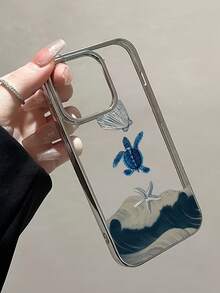 1 chiếc ốp lưng điện thoại hình rùa biển xanh tối giản, chống sốc, làm bằng TPU mạ điện trong suốt, bao phủ toàn bộ màn hình, tương thích với iPhone 17, 16, 15, 14, 13, 12, 11 Pro Max, quà tặng mùa xuân. - Nhiều màu - Xem 2