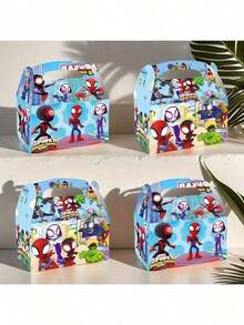 12pcs Superhero Themed Party Gift Box, Children's Birthday Party Hero Design Gift Box, Candy Gift Box, And Party Supplies. - Multicolor - View 4