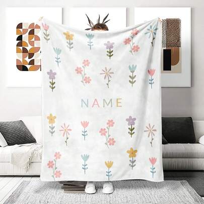 Manta de forro polar con flores personalizadas, manta con nombre personalizado, manta de cama personalizada, manta de tiro personalizada, manta con diseño de animales lindos, la mejor manta, manta acogedora, regalo familiar, regalo de cumpleaños, regalo de Navidad, regalo personalizado, regalo ideal para amigos, lavable, único, regalo personalizado para amigos, adecuado para sofá, cama, coche, sala de té, dormitorio, sala de estar, baño, comedor, oficina, transpirable, ligero, lavable, divertido
