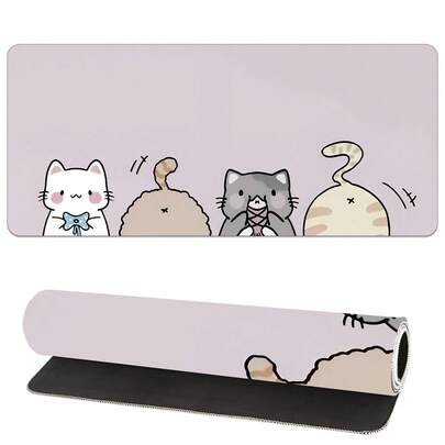 Bộ 4 tấm lót chuột cỡ lớn hình mèo con dễ thương, thảm lót bàn chơi game, tấm lót bàn phím lớn, có thể giặt, đế cao su chống trượt, viền may chắc chắn, quà tặng lót chuột, tấm bảo vệ bàn làm việc, tấm lót học tập, nhiều kích cỡ, thảm lót bàn phím máy tính, tấm lót laptop
