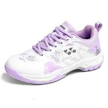1 Pair Unisex Solid Color Professional Badminton Shoes, Lightweight And Durable, Suitable For Indoor And Outdoor Sports, With Shock Absorption And Anti-Slip Function, Also Applicable For Table Tennis - Mauve Purple - View 11