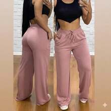 Women's Lanzinha Winter Fashion Pants, Wide-Leg Pants For Cold Winter Weather. - 粉紅色 Lanzinha 長褲. - 查看 1