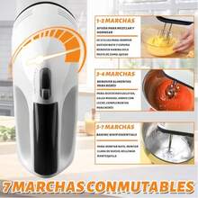 Batidora de Mano neuhaus, potencia de 100 watts,  7 Velocidades con aspas de Acero Inoxidable Batidores y Gancho De Masa, Agitadores Electrico con Turbo para Batir Huevos, Harina, Mantequilla y mas - Tipo de Enchufe A USA (110-127V) - Ver 5