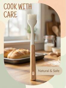This White Silicone Brush Is Made Of Heat-Resistant Fine Silicone Bristles, Suitable For Brushing Oil, Spreading Sauces, Etc. The Bristles Are Soft And Won't Shed Easily. The Wooden Handle Is Comfortable To Grip And Doesn't Feel Hot. The Brush Handle Has A Hanging Hole For Convenient Storage, Making It A Practical Tool For Baking And Grilling. - Multicolor - View 6