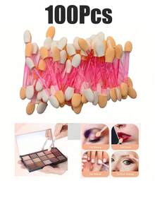 50pcs/100pcs Disposable Travel Eyeshadow Applicator, Double-Sided Eyeshadow Sponge Applicator, Makeup Sponge Stick, Makeup Tools Suitable For Travel, Great Gift For Women And Girls, Multi-Functional Makeup And Nail Art Tools - Multicolor - View 17