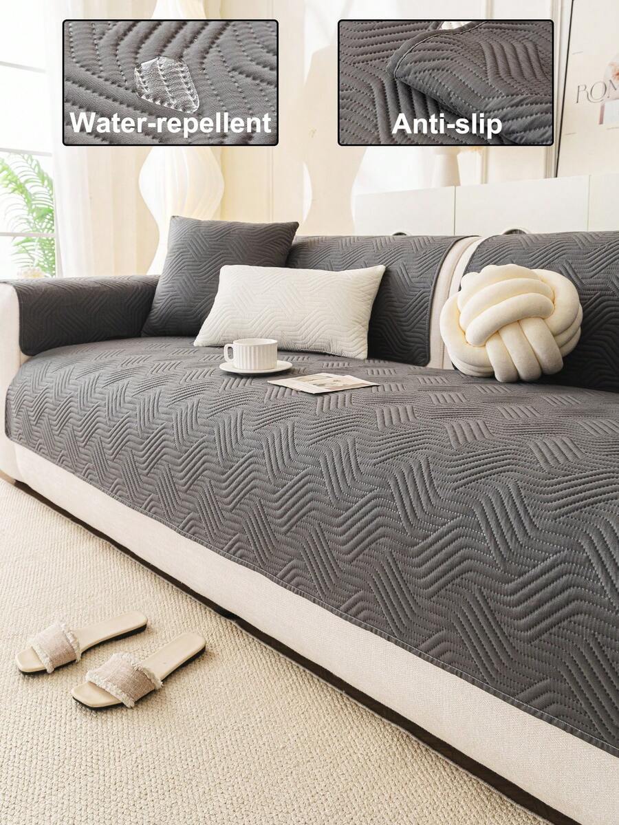 1 tấm bọc ghế sofa chống thấm nước, thoáng khí và mềm mại, có thể giặt máy, thân thiện với thú cưng, bền bỉ cho mọi mùa, phù hợp với tay vịn và tựa lưng ghế sofa 1/2/3/4 chỗ ngồi. - Xám - Xem 1