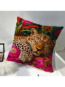 4pcs Soft & Shiny Leopard Print Polyester Pillow Covers, 17.7x17.7 Inches - Durable, Machine Washable, Zippered, Modern Decorative Throw Pillow Cases For Living Room And Bedroom Sofa, Cushions, Autumn Decor (Pillow Inserts Not Included) - Multicolor - View 7