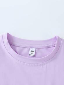 青少年男孩洛杉矶标语印花圆领T恤，柔软休闲，适合夏季、街头和度假风格。男女皆宜，日常穿着，可作为礼物送给家人、女友、朋友。舒适的短袖套头衫，可机洗，日常必备，宽松版型，男女皆宜，街头风格。 - 淡紫色 - 查看 3