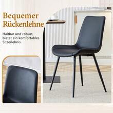 Minimalist Set Consisting Of A Round Table And Four Chairs. Round Table In MDF, 100 Cm In Diameter, With A Wood-Look Finish. Matching Chairs Upholstered In Black Faux Leather (PU). - Black - View 7