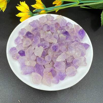 3.53盎司/100克天然紫水晶石英晶体碎块，抛光原石碎片，家居装饰，花园装饰，鱼缸装饰，盆栽植物装饰，许愿瓶，天然石材