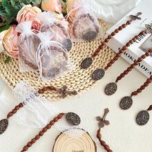 3串/10串/25串圣阿尔让奇口袋念珠，木质十字架，配欧根纱袋，手工念珠项链，天主教基督徒祈祷复活节礼物 - 彩色的 - 查看 2