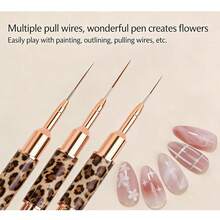 Bestselling Dual-Ended Leopard Print Nail Art Brush, Ultra-Fine Liner For Detailing & Flower Painting - Rust Brown - View 5