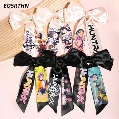 韩流风格蝴蝶结发夹，韩流灵感彩色猎人蝴蝶结发夹，卡通人物发饰，手工精致蝴蝶结，适合青少年，送给女孩的可爱礼物