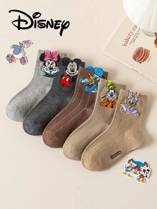 Disney 5双装迪士尼儿童袜子，迪士尼米奇家族公主可爱春夏儿童袜，可爱3D米妮中筒袜，韩版卡通男童夏季透气婴儿袜，儿童礼物袜 - 彩色 - 查看 4
