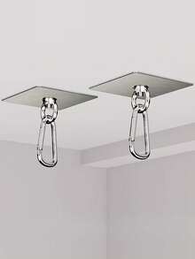 Heavy Duty Stainless Steel Adhesive Hooks - No Nails Required For Balcony, Patio, Clothesline, Outdoor Damage-Free Hanging - Sturdy Mounting For Clothes, Shades, Curtains - Suitable For Renters And Home Use, Patio Organization, Minimalist Design - Silver - View 1