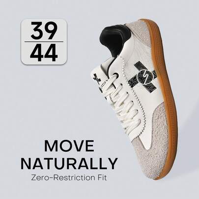 1Pair Vintage Shock-Absorbing Unisex Sneakers, Wide Toe Box Contrast-Color Microfiber-Leather Comfortable Low-Top Streetwear Skate-Shoes