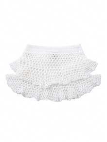 Sexy Beach Vacation Style Hollow Out Knit Tie-Up Bikini Set - White - View 5