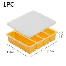 4-Grid Ice Cube Mold Silicone Reusable Food Mould Rectangular Frozen Tray With Cover Durable Kitchen Storage Box Kitchen Tool - 橘子(含蓋) - 查看 13