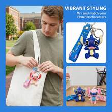 Disney Bộ 5/10 móc khóa hình nhân vật hoạt hình dễ thương, chất liệu PVC mềm, hình Lilo & Stitch, thích hợp để gắn vào ba lô, túi xách, chìa khóa, là món quà tuyệt vời cho người hâm mộ và nhà sưu tập. - Xem 2