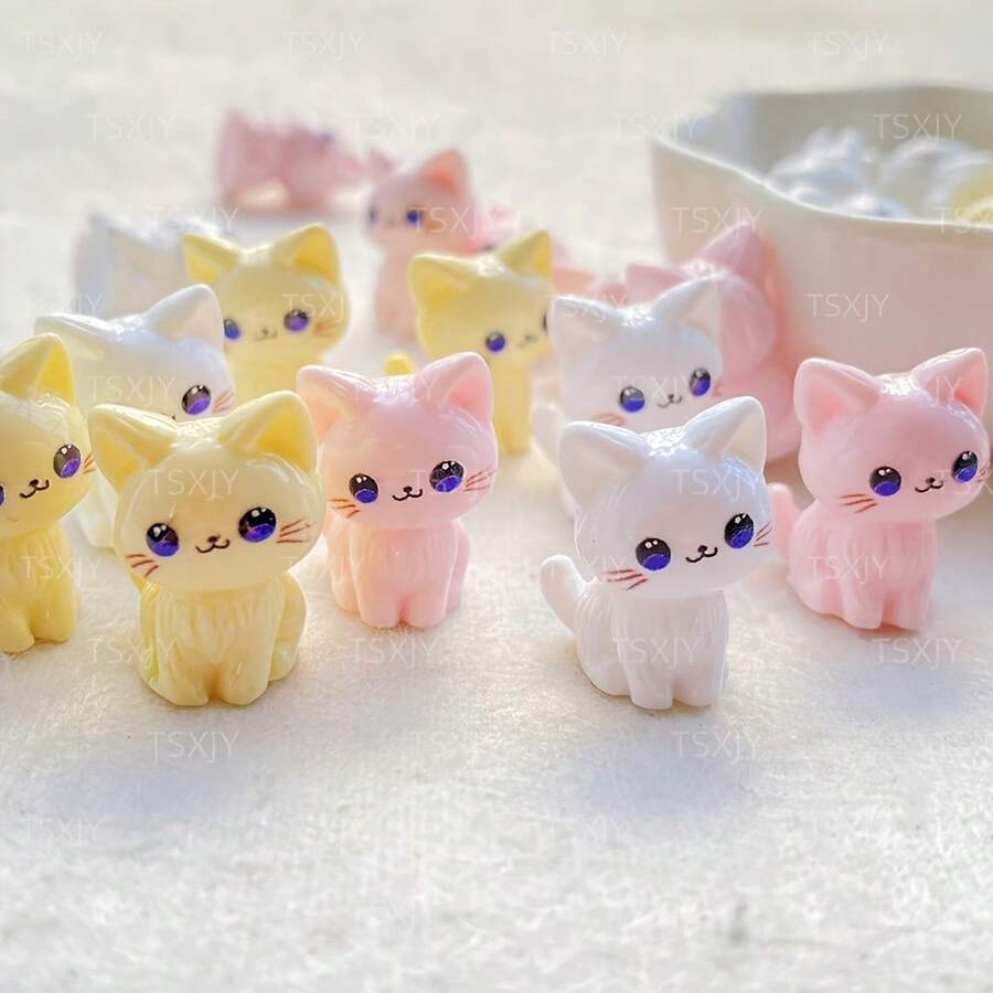 3/5/10/20 Móc khóa hình mèo con bằng nhựa resin sống động - Thích hợp cho lễ Phục Sinh, Ngày Valentine, trang trí đám cưới - Nhiều màu - Xem 1