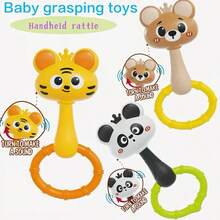 0-12 Months Baby Learning Toys, Cute Rattle Drums, Colorful Animal Handheld Rattles, Infant Sensory Buzzer, Promote Motor Skills Development, Hand-Eye Coordination - Multicolor - View 1