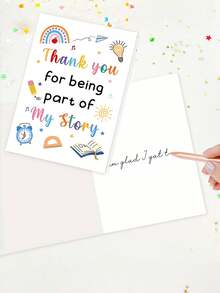 1pc "Thank You For Being Part Of My Story" Thank You Card With Envelope - Rainbow Design, Ideal For Teacher, Professor & Mentor, Perfect Gift From Student & Parent, Blank Inner Page - A - View 4
