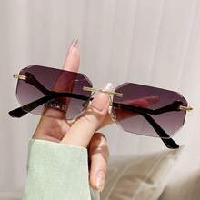 2026 New Frameless Leopard Print Temple Fashion Fashion Glasses, Small Square Versatile Design - Multicolor - View 10