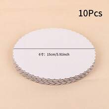 10个白色圆形蛋糕底托，扇形边缘，6/8/10英寸，1/2英寸厚，坚固耐用，多用途多层蛋糕架，适用于毕业典礼、派对、啤酒节、圣诞节、万圣节、新年等场合 - 无需电源或电池 - 查看 6