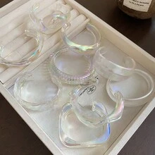 5/8pcs Set Personalized Transparent Iridescent Acrylic Bracelet, Exaggerated Asymmetrical Crease Thick Bangle, Niche Jewelry For Women - Multicolor - View 10