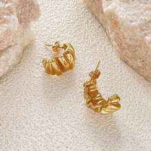 独特设计的几何圆形耳环，简约优雅的个性化耳环，百搭时尚耳环 - 金色 - 查看 2