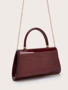 时尚纯色镜面手提包，优雅商务包，适合派对女孩、大学生、新娘。可搭配派对礼服、婚纱、正式礼服、紧身连衣裙。是婚礼、聚会、宴会、派对、舞会的理想之选。女士最佳礼物。 - 酒紅色 - 查看 4